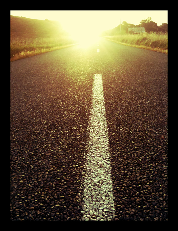 white line sunset